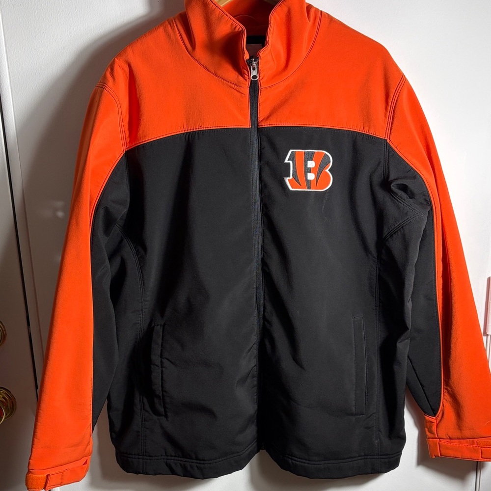 Cincinnati Bengals NFL Jacket Mens XL Orange Black Full Zip Embroidered Logo
